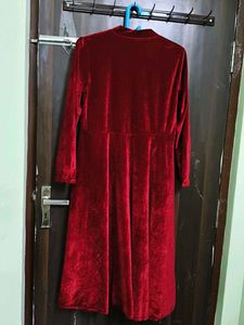 New Stylish Party WearRed Velvet Midi Dress