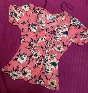 Front Tie Floral Top