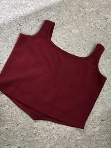 Red Corset Lycra Crepe Crop Top