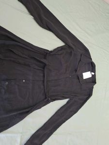 Chic Black Midi Shirt Dress