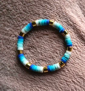Blue clay beads bracelets set