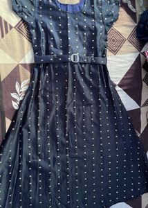 Navy Belted Gown