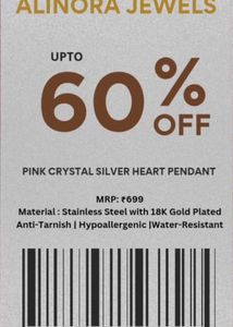 Pink Crystal Silver Heart Pendant