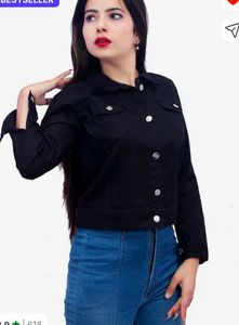 Black Denim Cropped Jacket