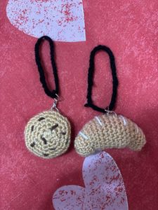 Cute Crochet Cookie And Croissant Charm/keychain!!