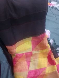 Brown Satin Patta Saree