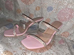 Pink Rhinestone Strap Heels