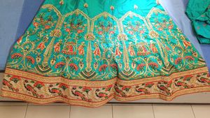 Sea Green Lahenga choli with Doli work