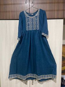 Embroidered Teal Anarkali Frock Suit