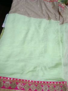 Partywear Green Sequence Saree