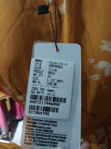 NEW WITH TAG YELLOW FANCY A-LINE DRESS FOR WOMEN
