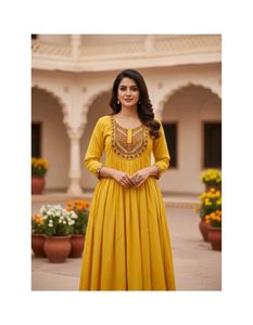 Yellow Embroidered Kurta