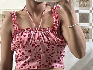 Shein Valentines Day Pink Red Heart Crop Top Tank