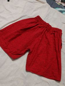 Red Patterned Shorts