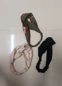 3 multicolor skin care head bands.