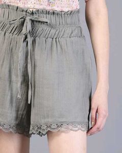 Cute Olive Green Lace Shorts