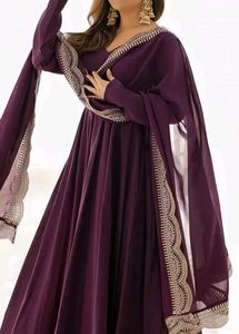 Wine Colour M Size Gown Premium Cotton