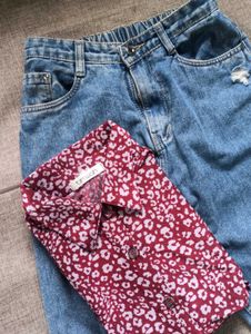 wome&#39;s shirt with denim combo