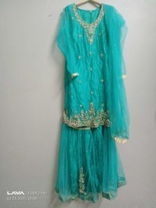 Teal Embroidered Kurta Set