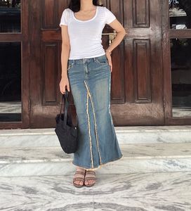 Denim Low Rise Mermaid Skirt