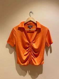 Orange Button-Up Top