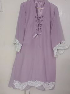 Mauve beautiful Kurti with white lace details