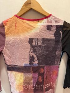 Beautiful Graphic Print Mesh Top