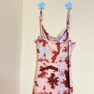 Abstract Print Cowl Neck Midi Dress