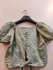 Green Puff Sleeve Top