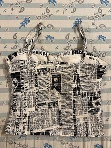 Newspaper Print Bustier Crop Top