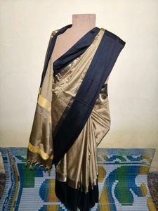 Chiku Black Combi Saree