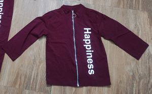 3 Piece Maroon Crop Top, Pant &amp; Jacket