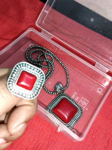 Red Stone Jewelry Set