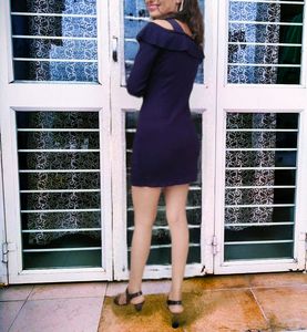 Navy Blue Off-the-Shoulder Dress