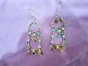 Silver-Tone Beaded Drop Earrings