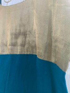 Peacock Green Anarkali Dress w Gold Metallic Yo