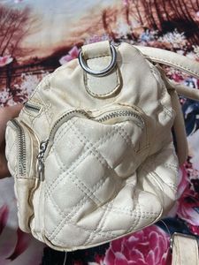 Imported Vintage Quilted Cream Satchel