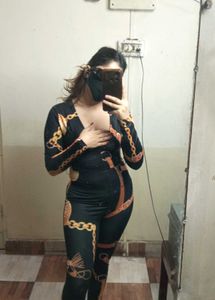 Black & Gold Chain Print Jumpsuit