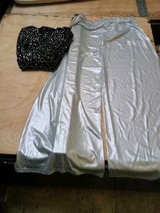 New Black Peplum Short Kurti With Shimmer Plazo