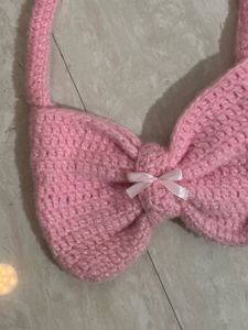 Pink Bow Crochet Bag