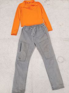 Cargo Jeans + Orange Top Combo