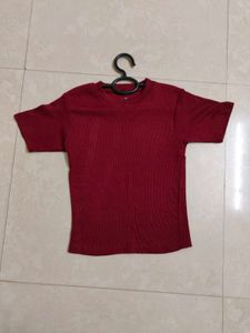 Ribbed Knit Top - Burgundy