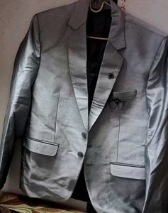 Gray Blazer with Lapel Pin