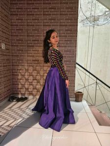 Purple Skirt & Polka Dot Top Set