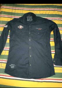 Vintage Style Navy Button-Down Shirt