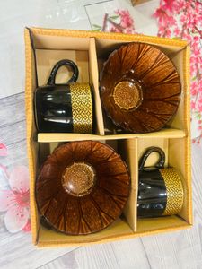 Golden Black vintage—  Tea Cup & Bowl Set