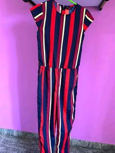 Capsleeves Striped Jumpsuit-Bust Size 32inch