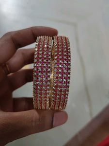 Pink &amp; White Stone Bangles