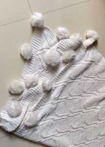 Artelier Cable Knit Chenille Throw Blanket Ivory F