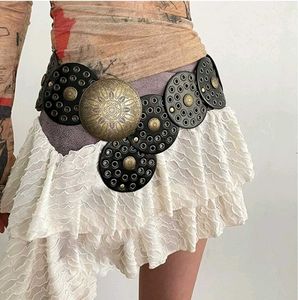 Y2k Vintage Disc Leather Belt